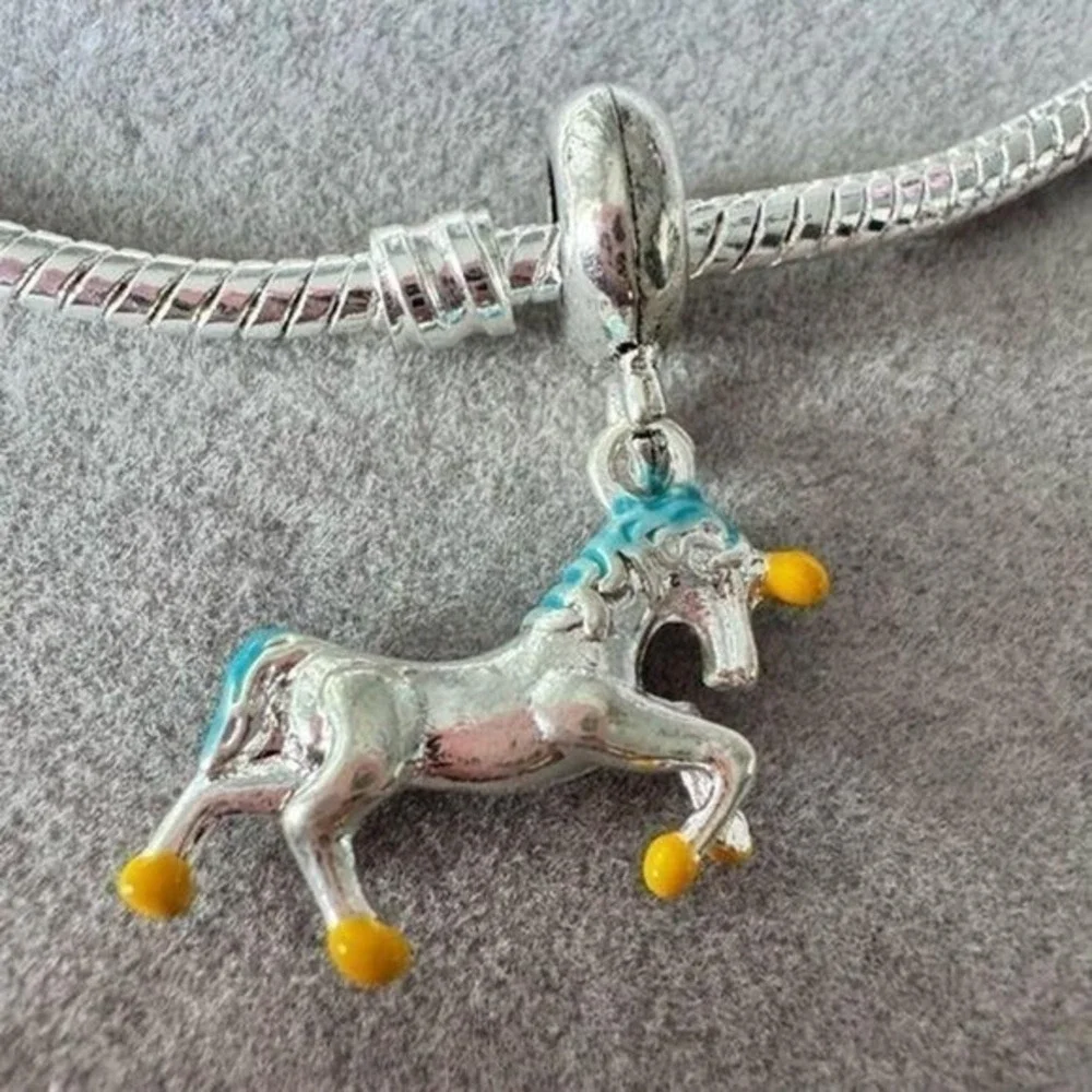 Blue Unicorn Dangle‎ Charm fits PANDORA